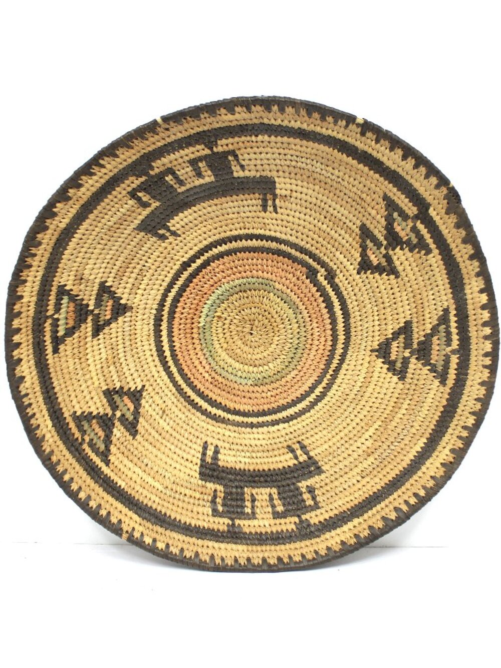 Nigerian Vintage Woven Basket Tray/Bowl Native African Geometric Tribal Decor